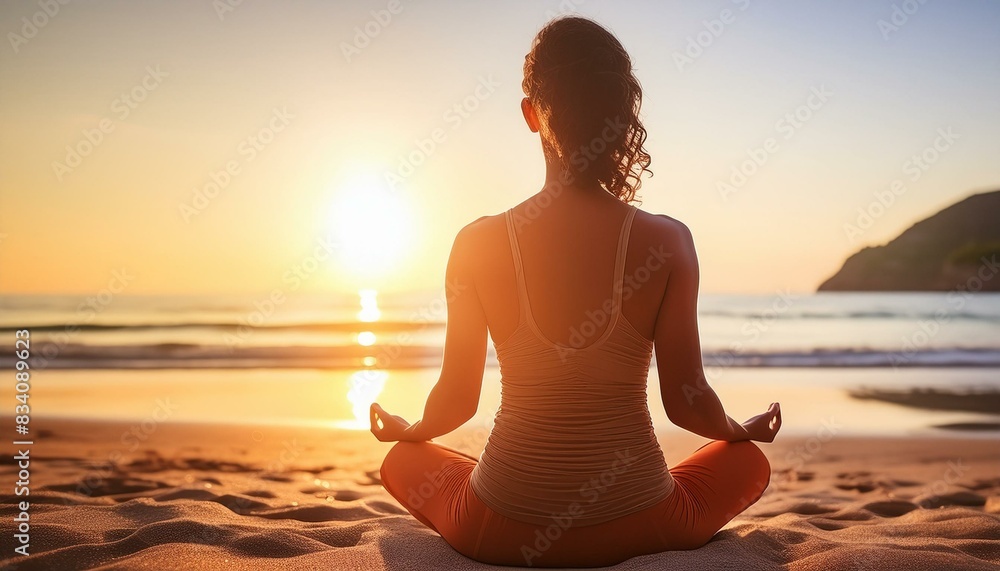 Frau macht yoga übungen bei sonnenuntergang am meer. Frau macht yoga übungen bei sonnenuntergang am meer.