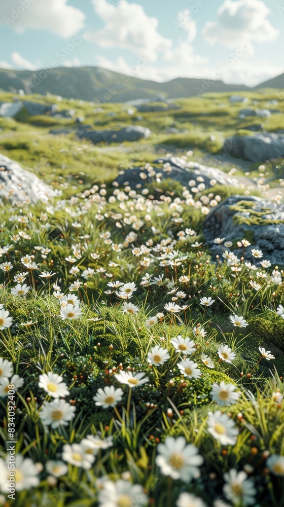 Obraz premium Summer Hillside with Wildflowers Generative AI