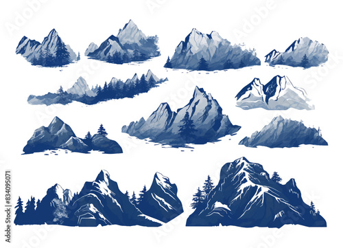 flat design illustration mountains icon set mountains collection mountains set in flat design