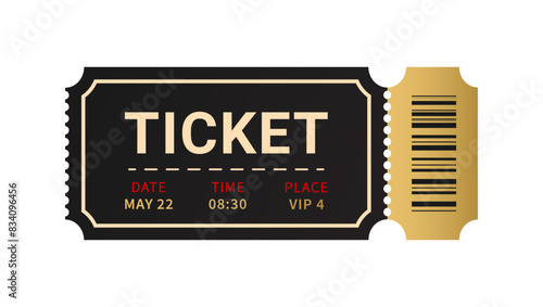 Ticket in stylish khaki colors modern design isolated on white background