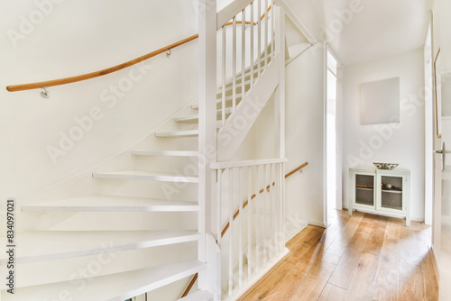 Bright and modern staircase with minimalist design photo