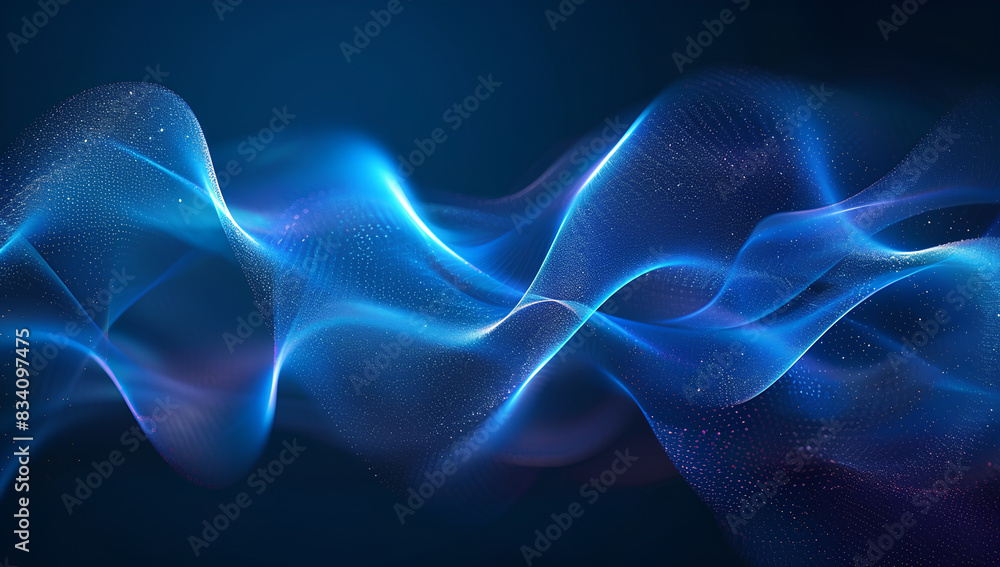 Fototapeta premium beautiful abstract wave technology digital network background with blue light digital effect corporate concept 