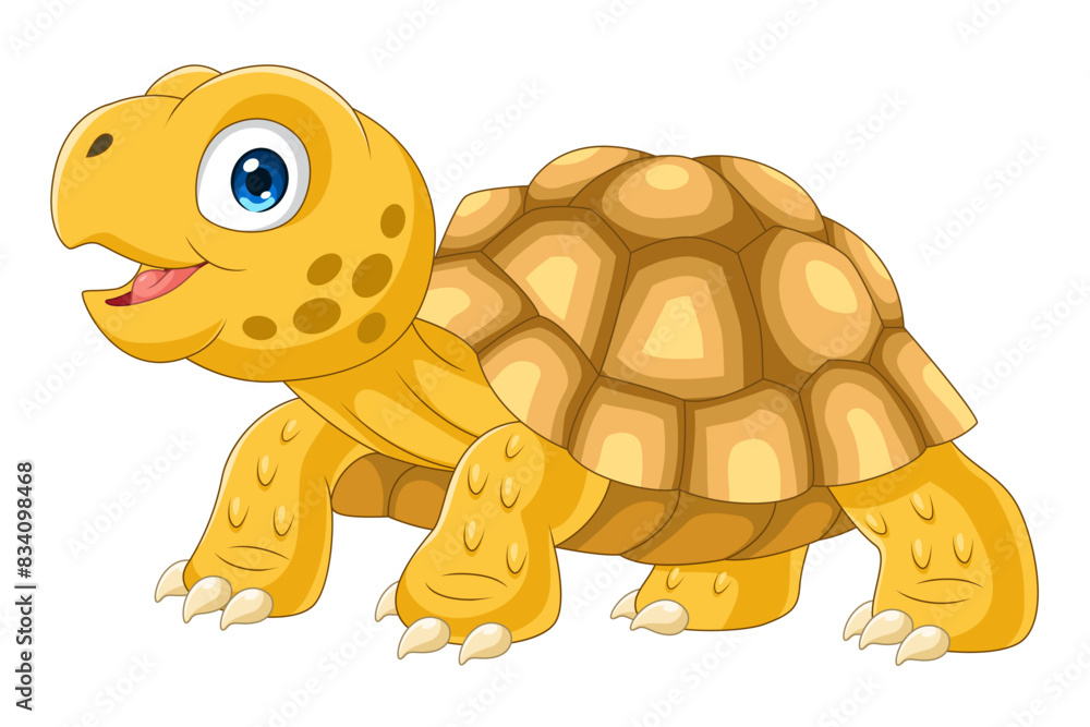 Cartoon cute sulcata turtle on white background Stock Vector | Adobe Stock