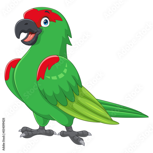Cartoon Thick billed parrot on white background