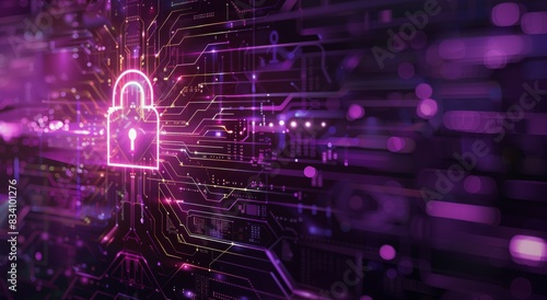 Purple Lock on Computer Keyboard