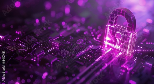 Purple Lock on Computer Keyboard