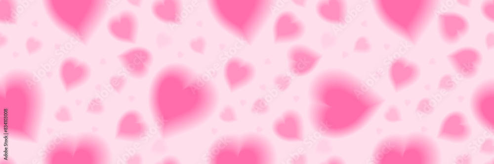 Romantic y2k pink heart seamless pattern. Stock vector illustration in 2000s style.