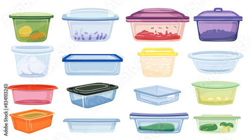 A versatile collection of colorful plastic food containers with lids for organized kitchens	
