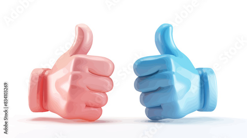Cartoon gloved hand with thumb up - positive gesture concept	

