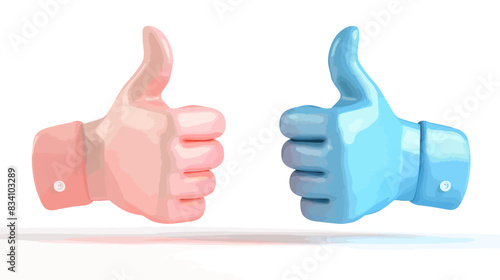 Cartoon gloved hand with thumb up - positive gesture concept	
