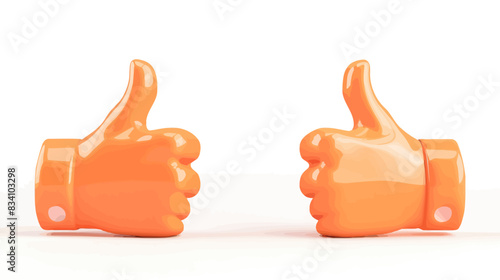Cartoon gloved hand with thumb up - positive gesture concept	
