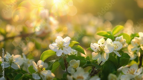 Apple trees flowering during spring