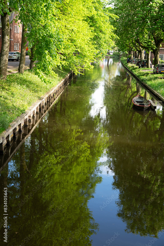 Fototapeta premium Typical canal landscape in Netherlands