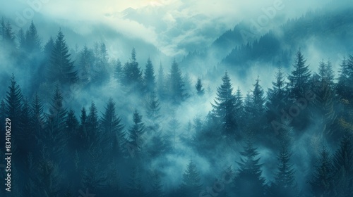 Ethereal Mountain Forest Landscape Generative AI