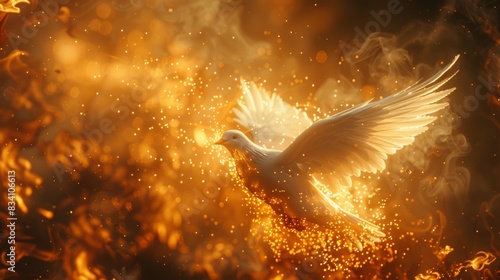 Spiritual Dove in Flames - Divine Illumination Generative AI