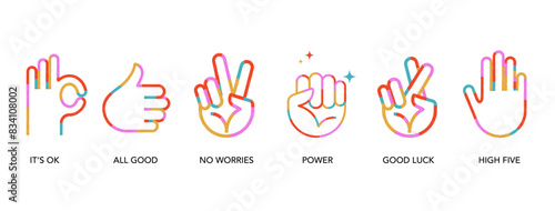 Set of hand gestures icons, vector illustration and concept design
