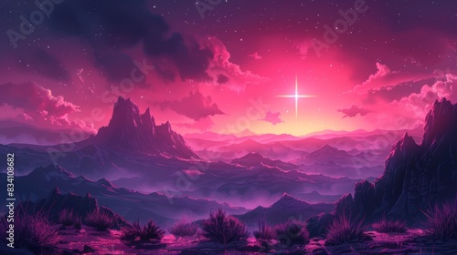 Serene Desert Landscape with Radiant Cross in Sky Generative AI
