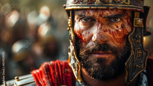 Realistic Portrait of Roman Soldiers in Armor - Biblical and Historical Illustration Generative AI