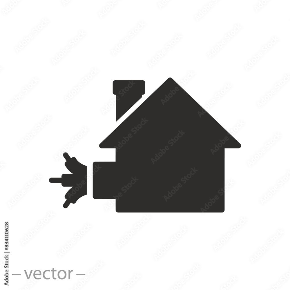 fiber or optic connector for house icon, ftth technology, cable home internet, flat symbol on white background - vector illustration fiber or optic connector for house icon, ftth technology, cable home internet, flat symbol on white background - vector illustration