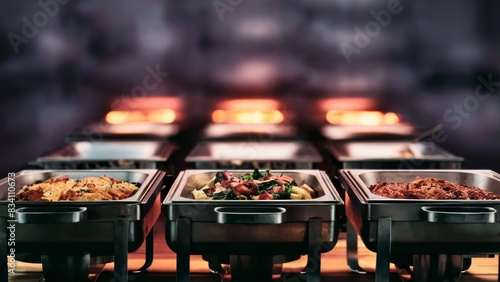 A row of trays filled with food sitting on a table  AI