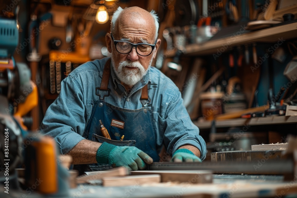 A carpenter works in a workshop, AI generated A carpenter works in a workshop, AI generated