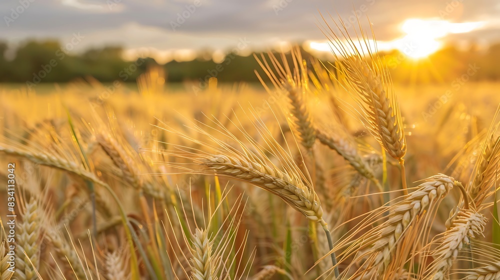 Fototapeta premium wheat, field, agriculture, grain, farm, crop, nature, harvest, summer, plant, cereal, corn, yellow, golden, bread, food, barley, ear, rural, seed, landscape, ripe, straw, rye, sky