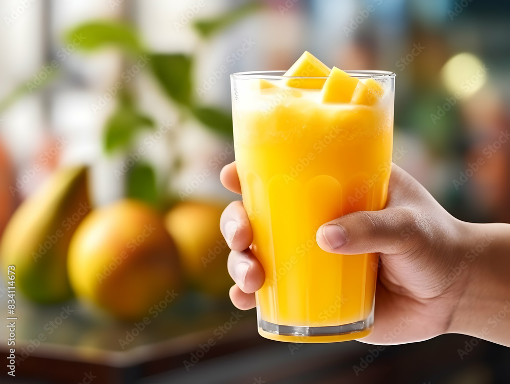 A Glass of mango with ripe mango, Refreshing and healthy mango juice ice in a glass with summer background, mango juice photo A Glass of mango with ripe mango, Refreshing and healthy mango juice ice in a glass with summer background, mango juice photo