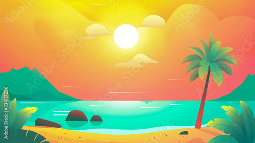 Tropical summer beach background. Island's beach landscape. Copy space