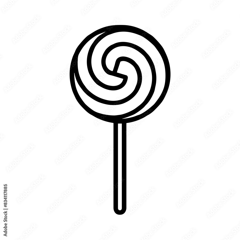 Lollipop Icon with Swirl Pattern in Black Outline Lollipop Icon with Swirl Pattern in Black Outline