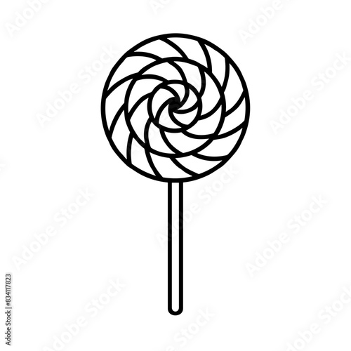 Swirled Lollipop Icon in Black Outline