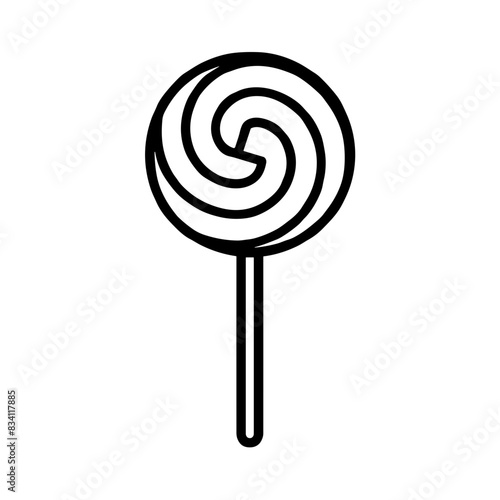 Lollipop Icon with Swirl Pattern in Black Outline