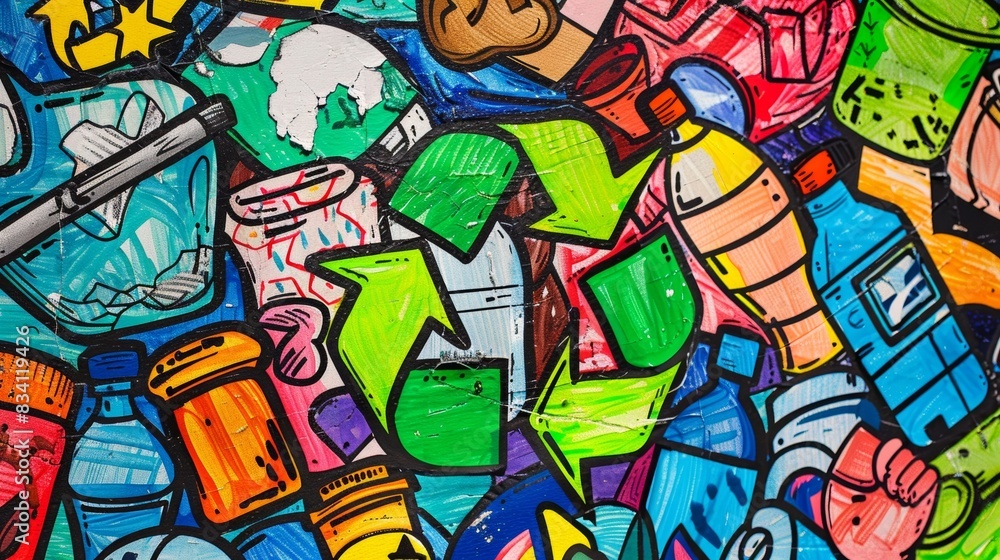Obraz premium Handdrawn posters encouraging students to reduce reuse and recycle.