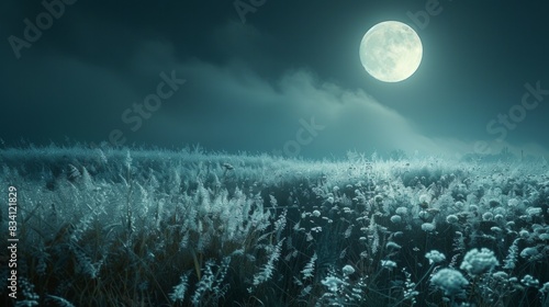 A moonlit field with ninja's camouflage. photo