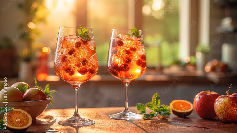 An aperol spritz and an iPhone on a table, mock-up of a smartphone An aperol spritz and an iPhone on a table, mock-up of a smartphone