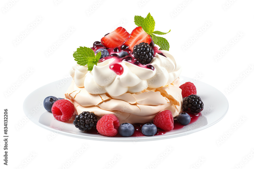 Pavolova with fresh berries and cream Pavolova with fresh berries and cream