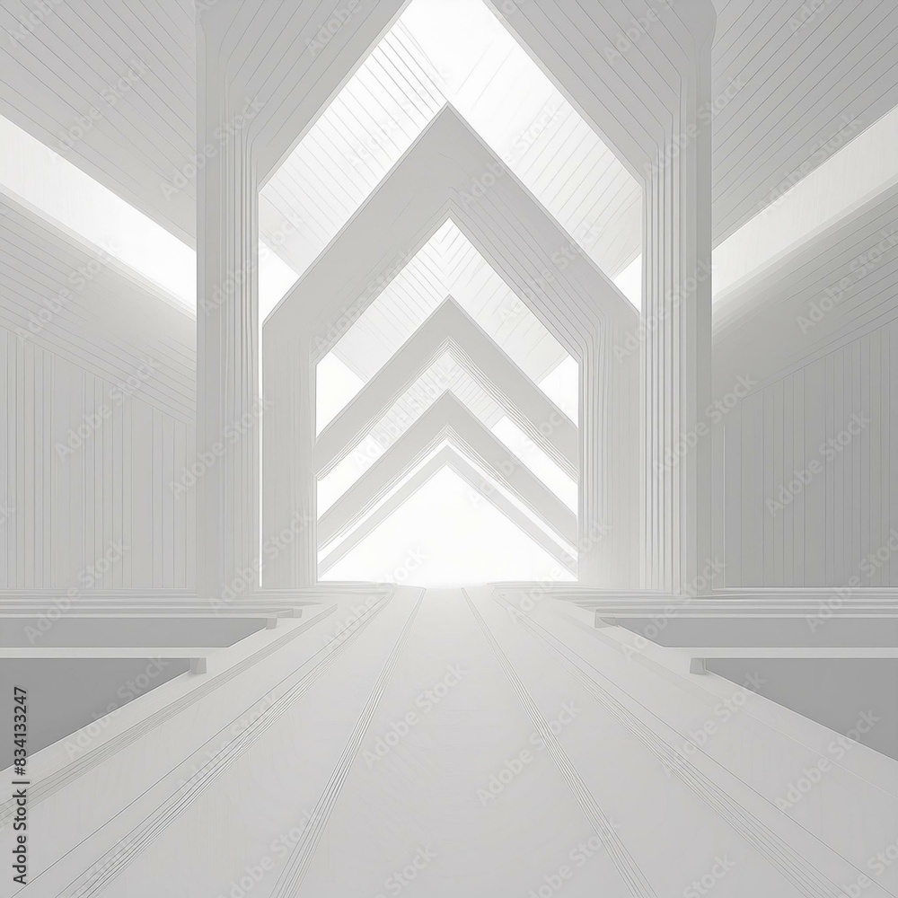 Fototapeta premium Abstract white architecture background, white geometric wallpaper