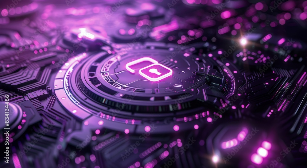 Purple and Black Computer Chip Close-Up Purple and Black Computer Chip Close-Up