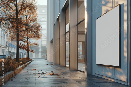 Empty City Street With Large Billboard
