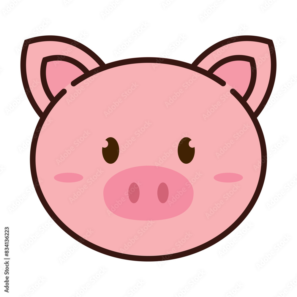 Cute kawaii pig animal character emoticon Vector Cute kawaii pig animal character emoticon Vector
