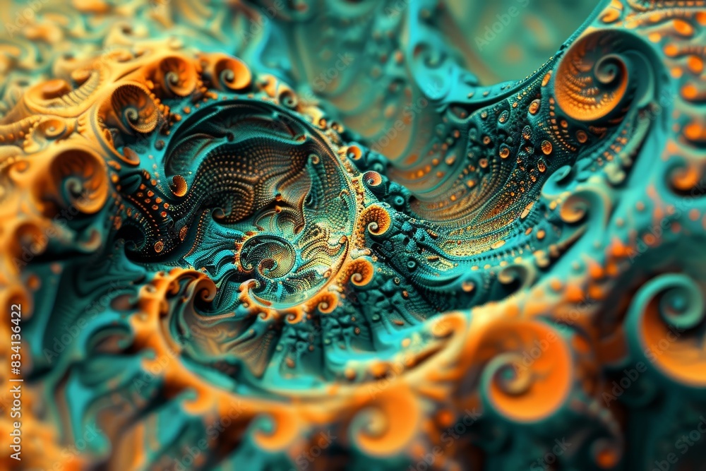 Intricate Fractal Pattern in Vivid Teal and Orange Hues: A 4K Abstract Wallpaper Intricate Fractal Pattern in Vivid Teal and Orange Hues: A 4K Abstract Wallpaper