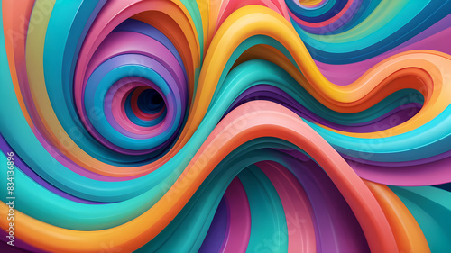 dynamic colorful background. multi-colored curved wavy stripes. illustration