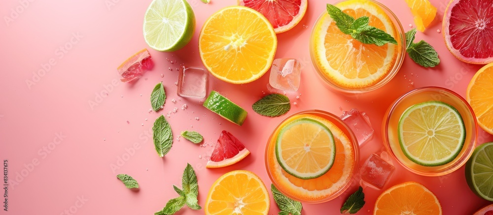 Refreshing citrus drinks with mint and ice Refreshing citrus drinks with mint and ice
