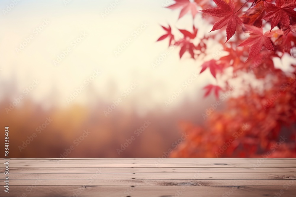 leaves on wooden background, generative ai leaves on wooden background, generative ai