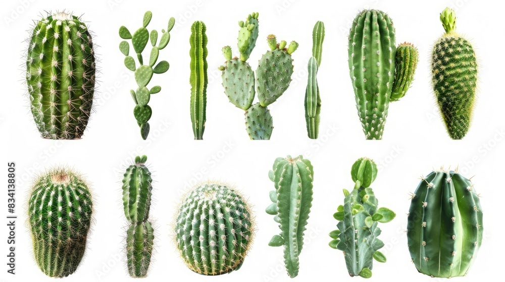 Isolated Cactus. A Collection of Healthy and Vibrant Cactus Plants on White Background Isolated Cactus. A Collection of Healthy and Vibrant Cactus Plants on White Background