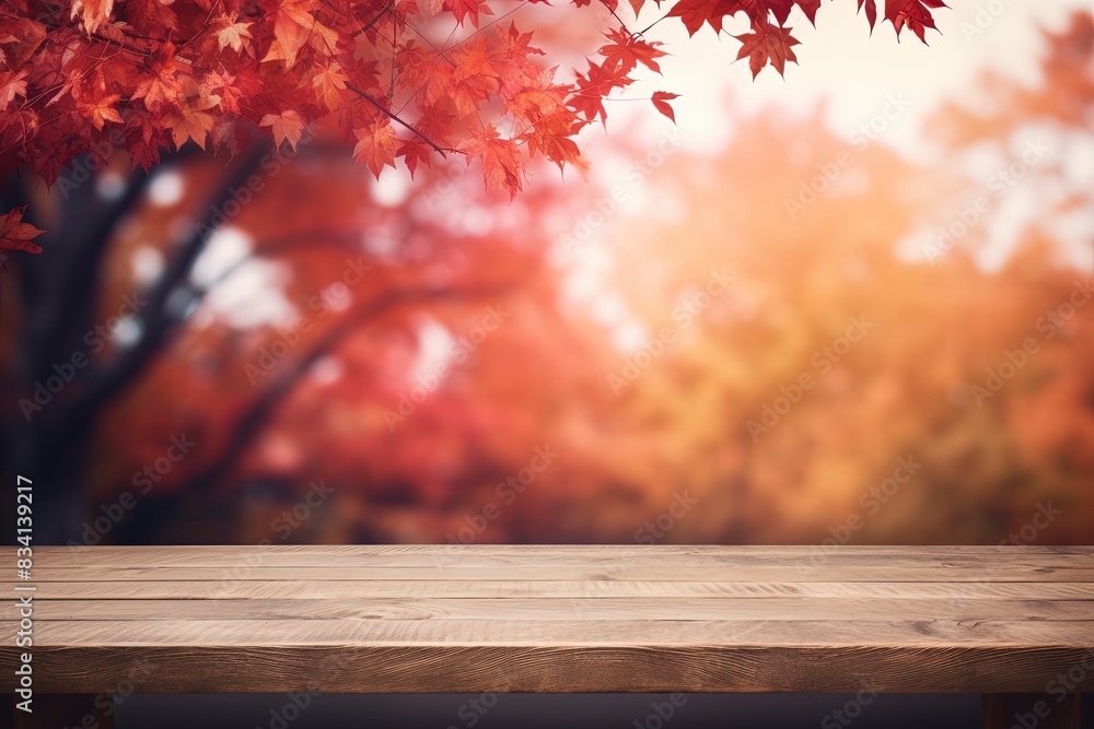 leaves on wooden background, generative ai leaves on wooden background, generative ai