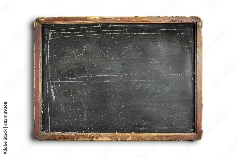 Fototapeta premium Chalkboard Vintage. Antique Blank Blackboard on White Background with Copy Space