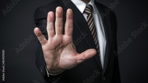 person with hand saying stopp