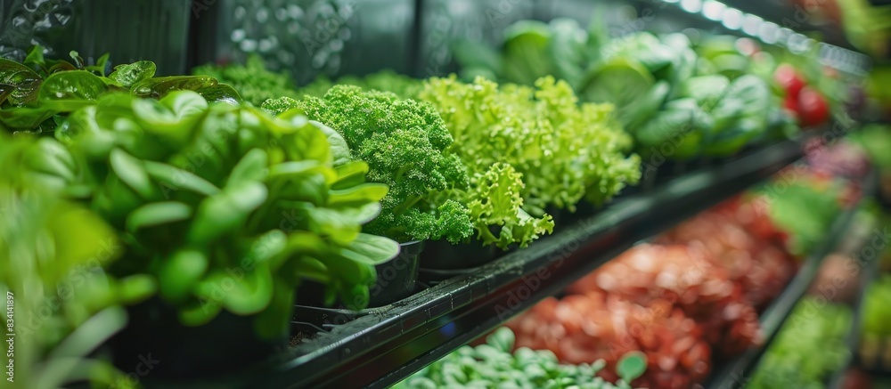 Indoor vertical farm with fresh greens