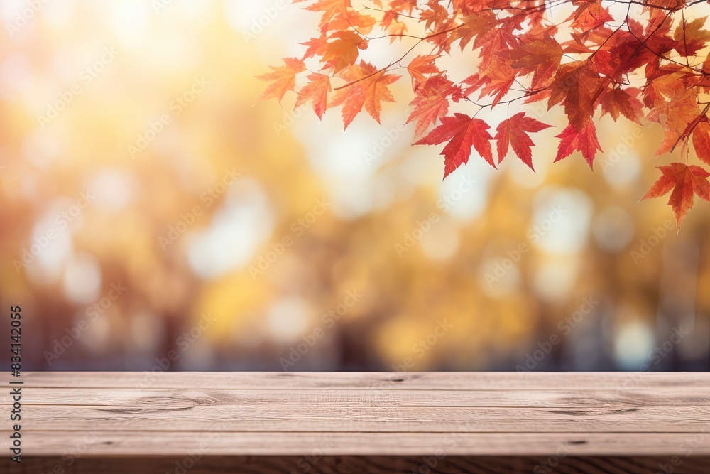 leaves on wooden background, generative ai leaves on wooden background, generative ai