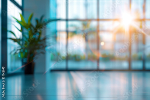 Wallpaper Mural Blurred background of a modern office interior with panoramic windows and copy space for text, banner design. Business concept in the style of modern office interior Torontodigital.ca